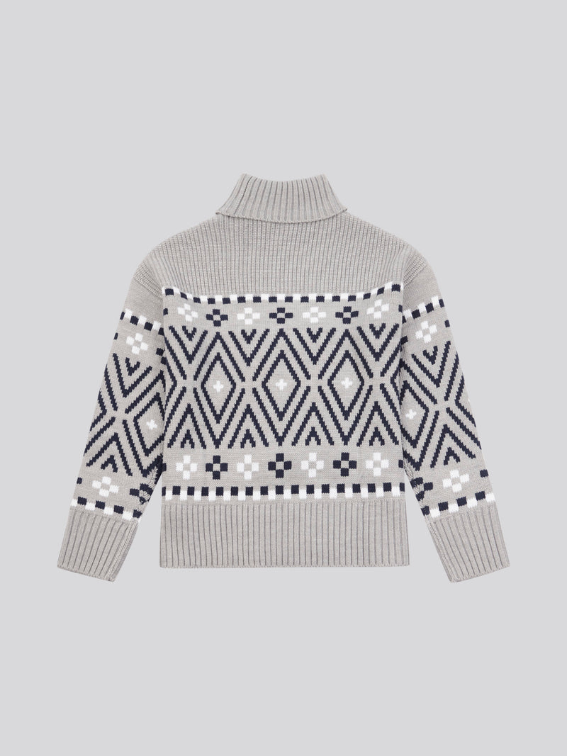 Womens Large Fairisle Jumper in Pearl Grey Marl