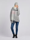 Womens Aran Knit Jumper in Pearl Grey Marl