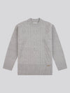 Womens Aran Knit Jumper in Pearl Grey Marl