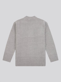 Womens Aran Knit Jumper in Pearl Grey Marl