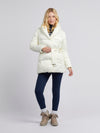 Womens Wrap Collar Belted Puffer Coat in Marshmallow