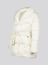 Womens Wrap Collar Belted Puffer Coat in Marshmallow