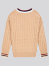 Womens Cable Knit Cricket Jumper in Cuban Sand