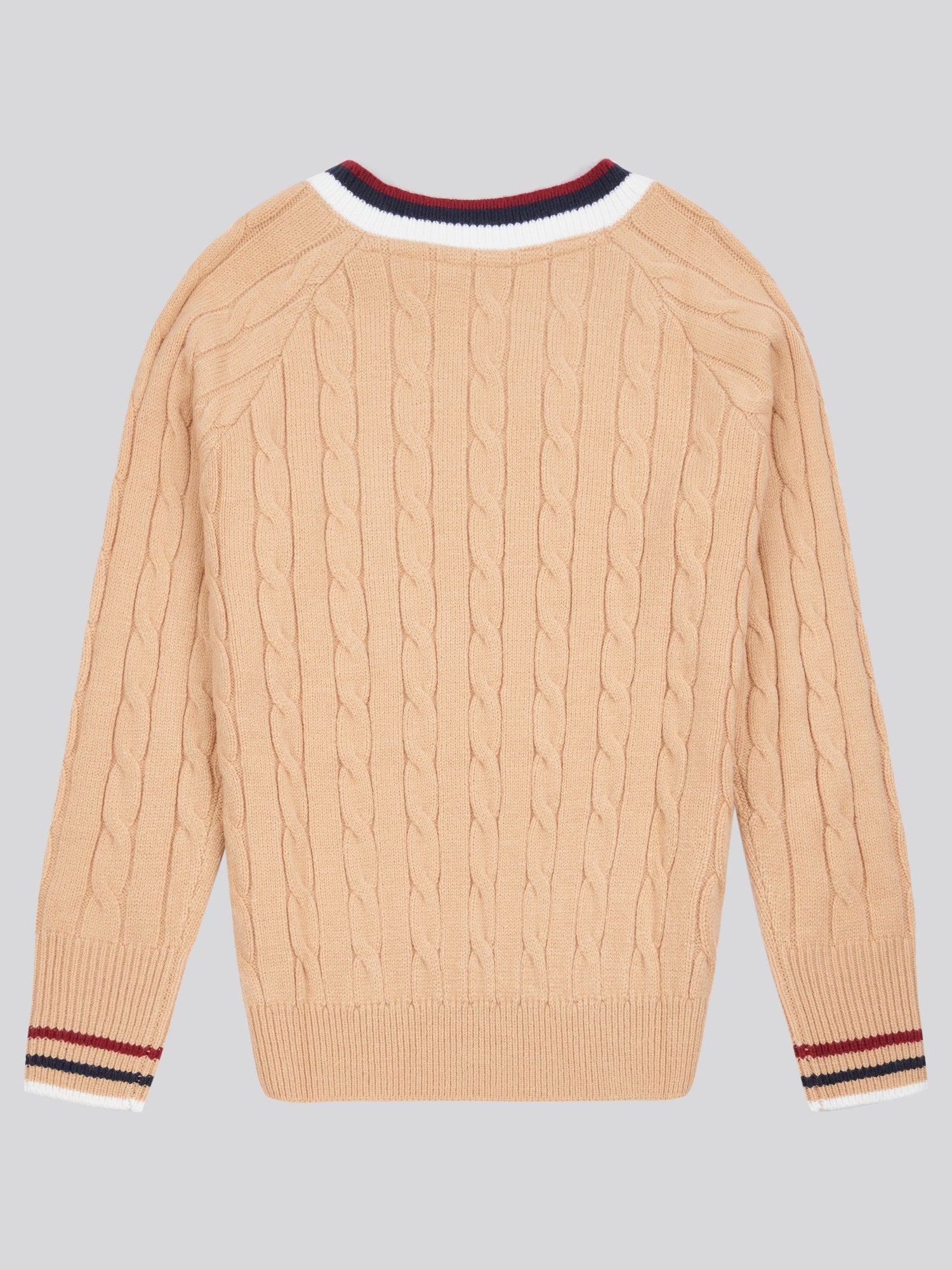 Womens Cable Knit Cricket Jumper in Cuban Sand