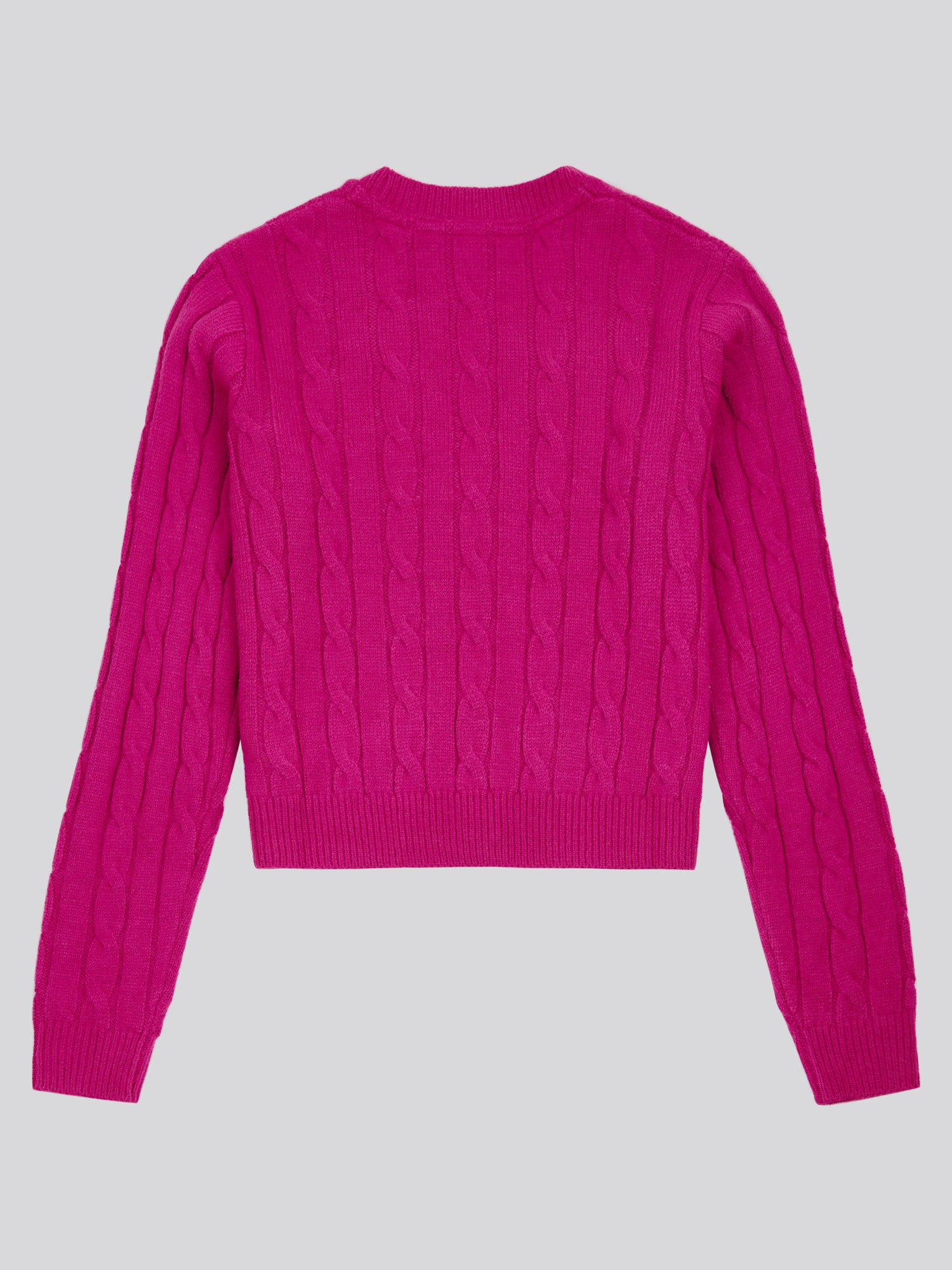 Womens Cable Knit Cardigan in Fuchsia Red