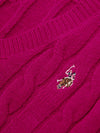 Womens Cable Knit Cardigan in Fuchsia Red