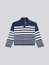 Womens Striped Funnel Neck Top in Navy Iris