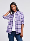 Women’s Loose Fit Brushed Check Shirt in Viola