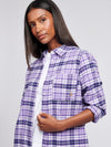 Women’s Loose Fit Brushed Check Shirt in Viola