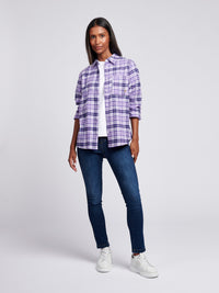 Women’s Loose Fit Brushed Check Shirt in Viola