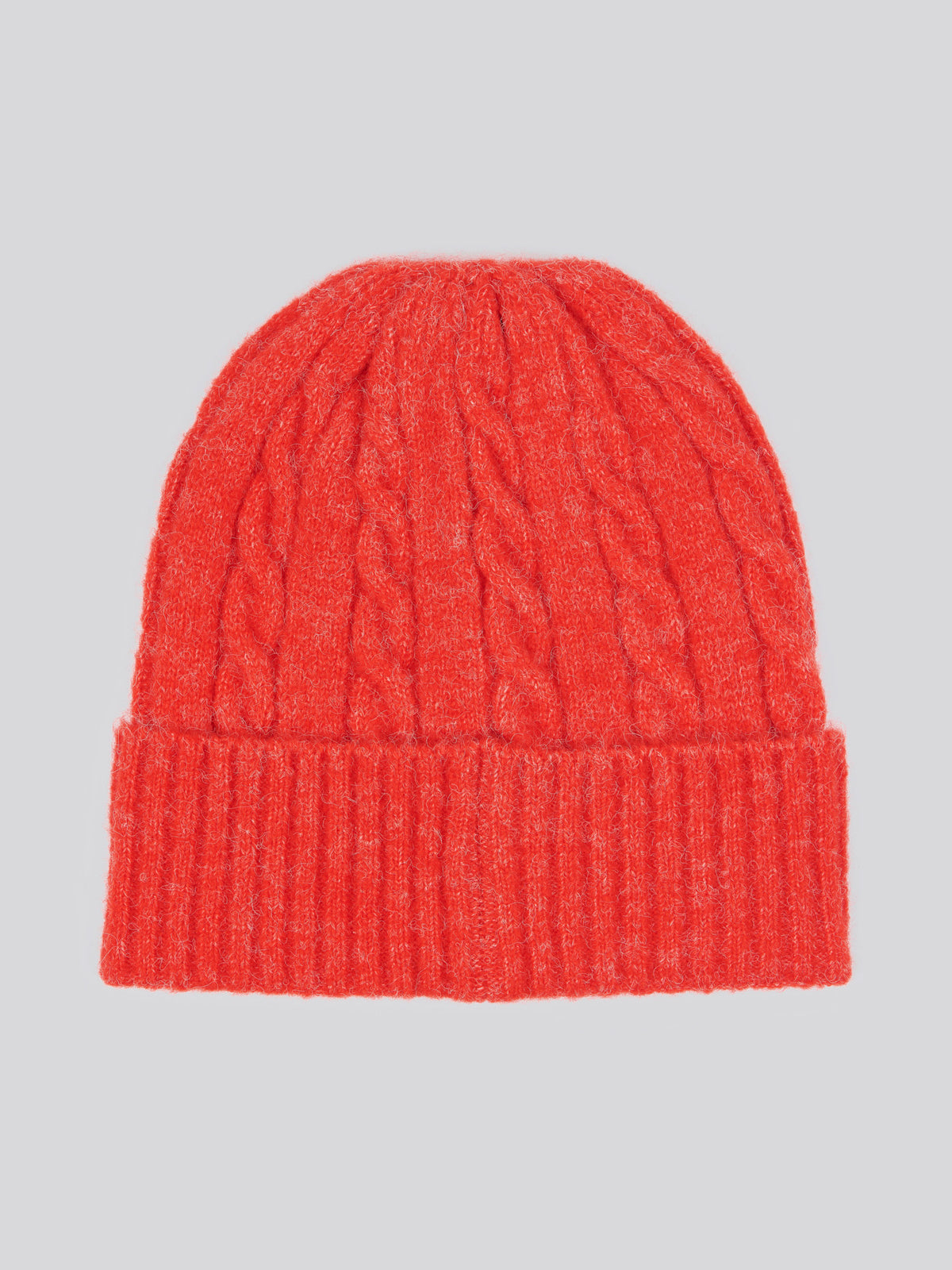 Womens Signature Cable Knit Beanie in Aura Orange