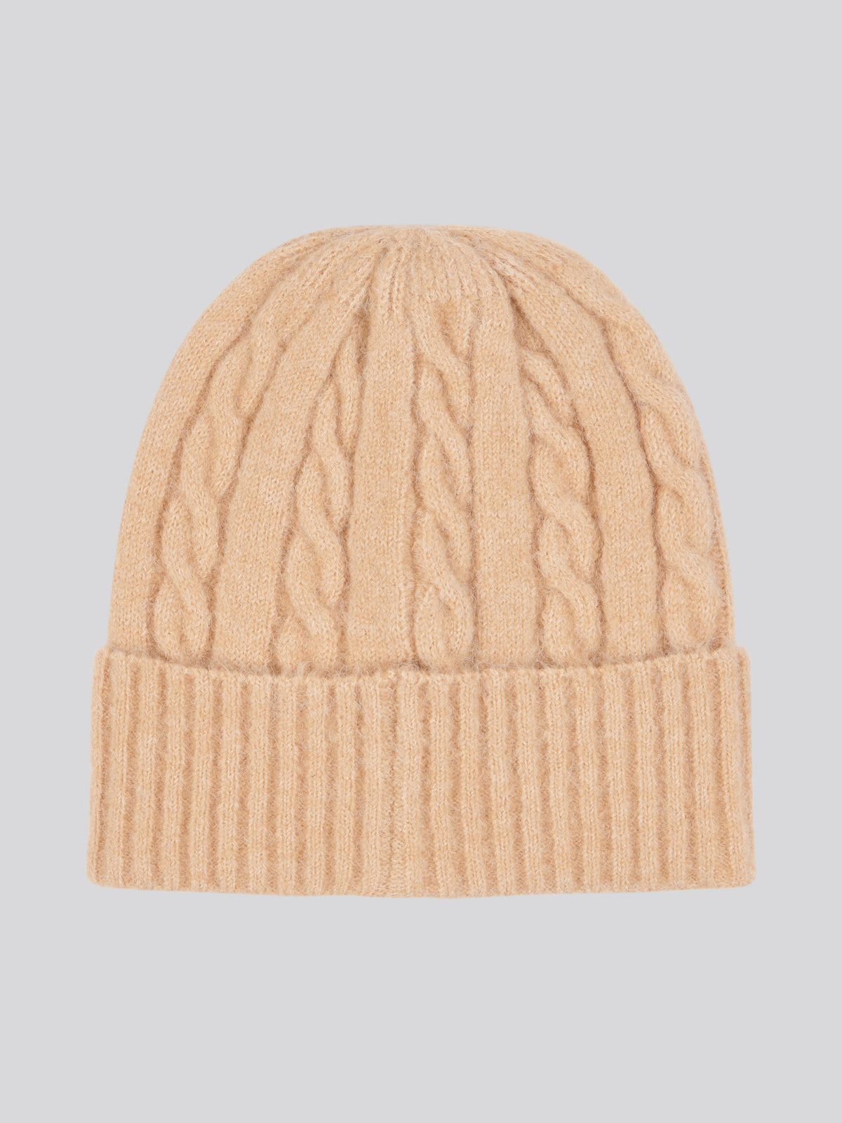 Womens Signature Cable Knit Beanie in Cuban Sand