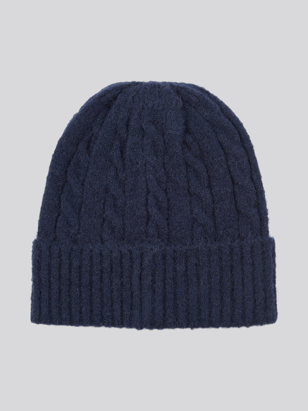 Womens Signature Cable Knit Beanie in Navy Iris