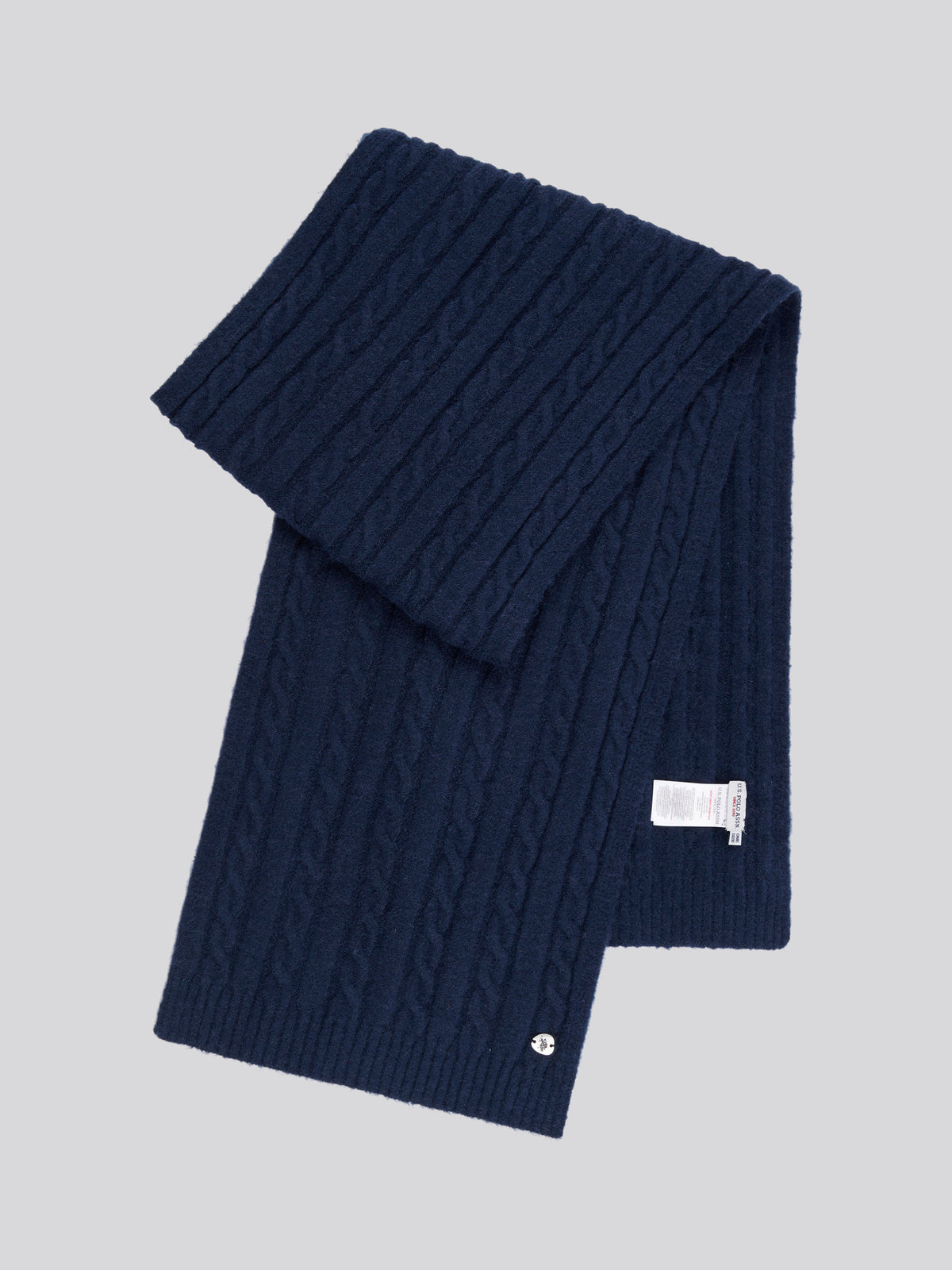 Womens Hanging Signature Cable Knit Scarf in Navy Iris