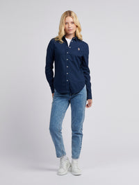 Womens Classic Fit Oxford Shirt in Navy Iris