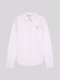 Womens Classic Fit Stripe Oxford Shirt in Crystal Rose