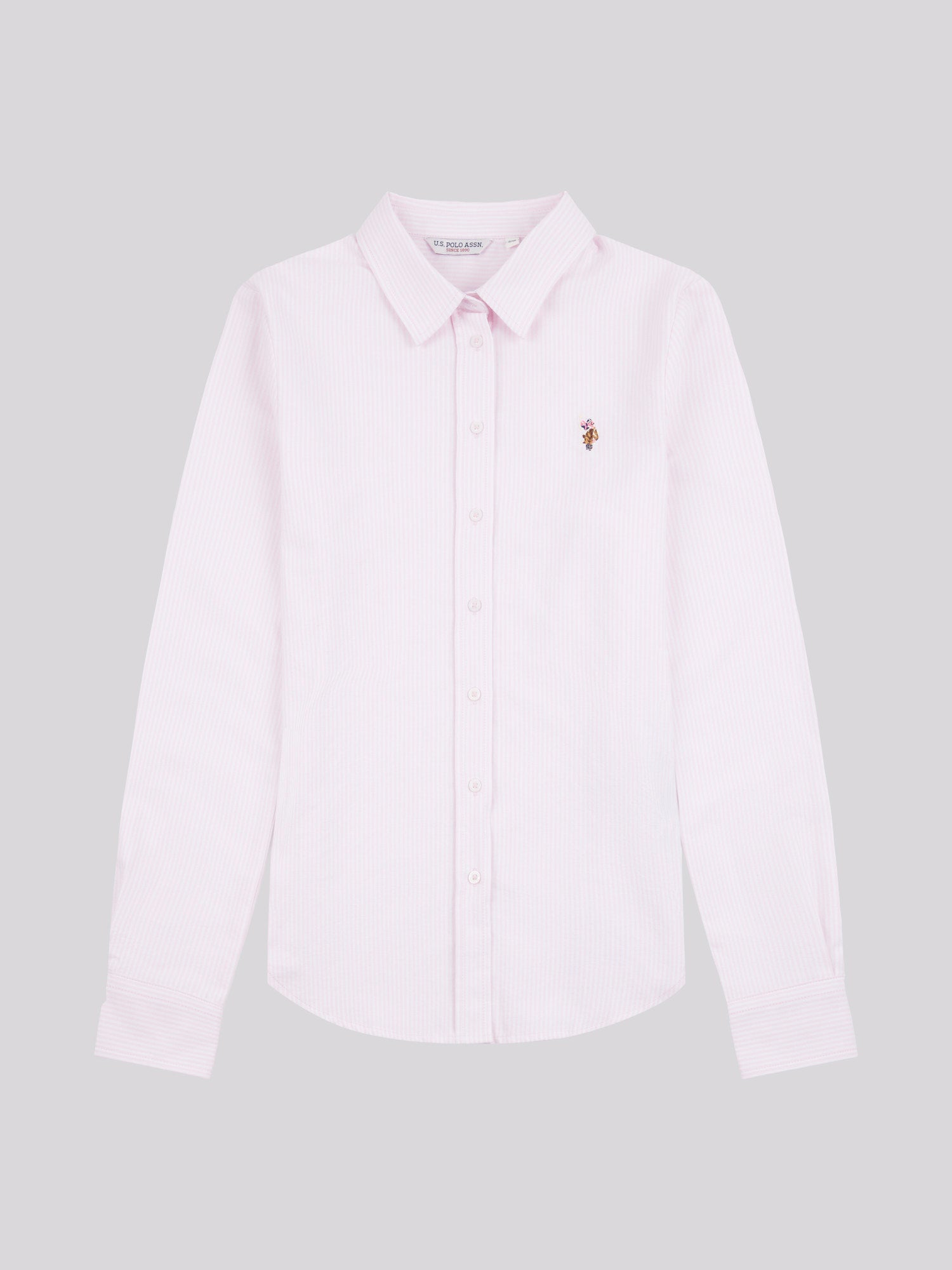 Womens Classic Fit Stripe Oxford Shirt in Crystal Rose