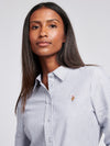 Womens Classic Fit Stripe Oxford Shirt in Navy Iris