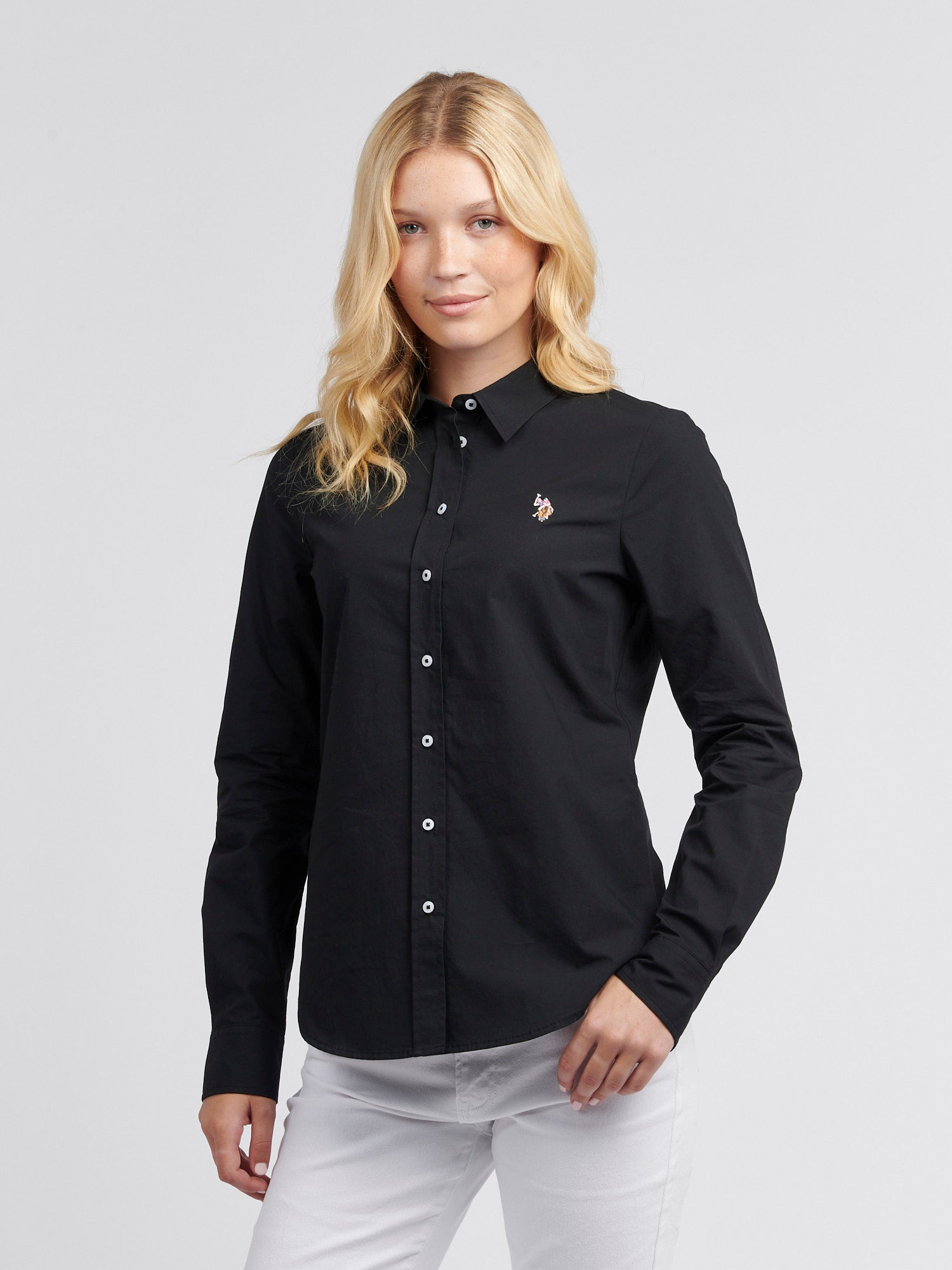 Womens Classic Fit Poplin Shirt in Black