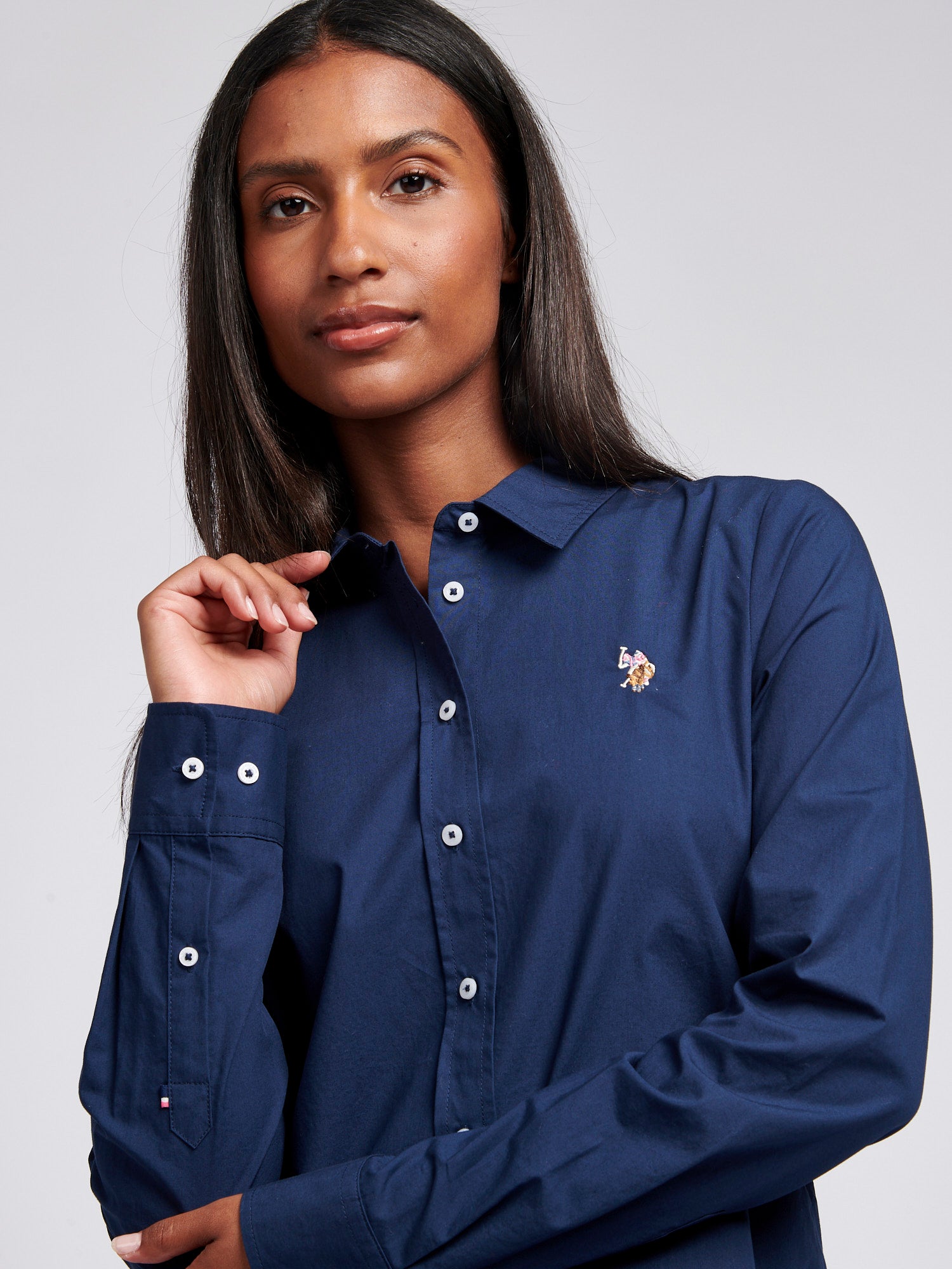 Womens Classic Fit Poplin Shirt in Navy Iris