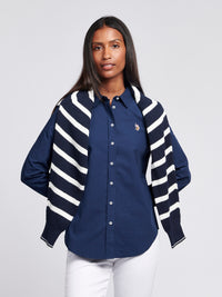 Womens Classic Fit Poplin Shirt in Navy Iris