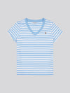 Stripe V-Neck Tee Vista Blue