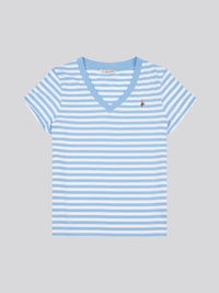 Stripe V-Neck Tee Vista Blue