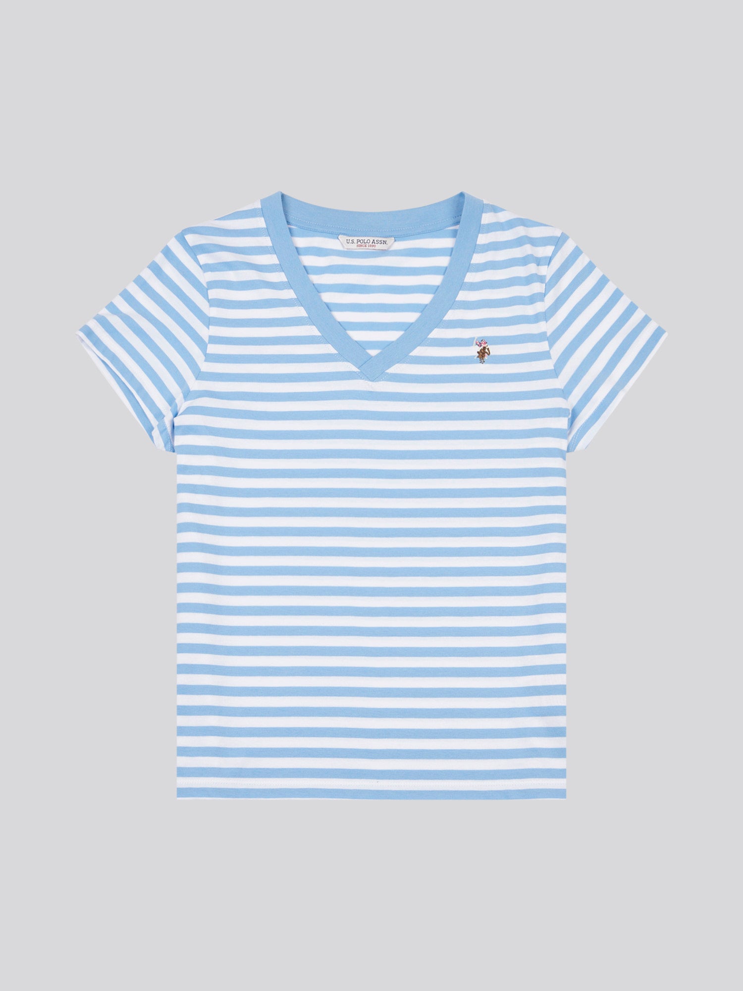 Stripe V-Neck Tee Vista Blue