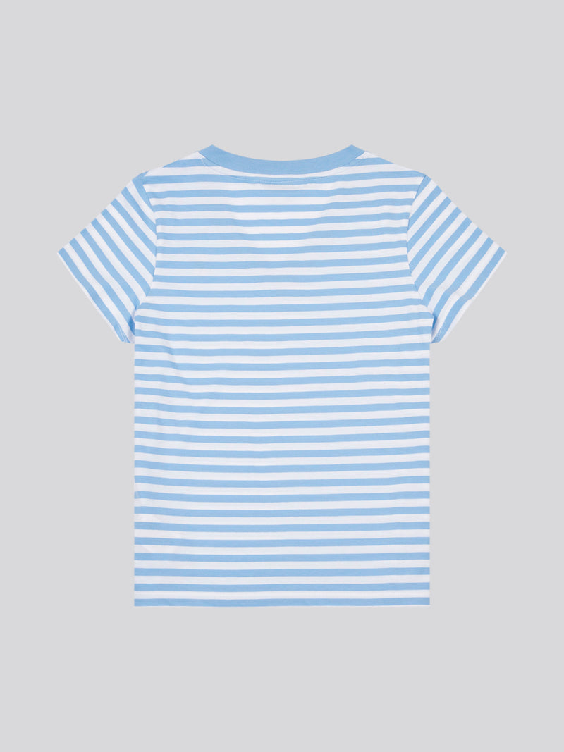 Stripe V-Neck Tee Vista Blue