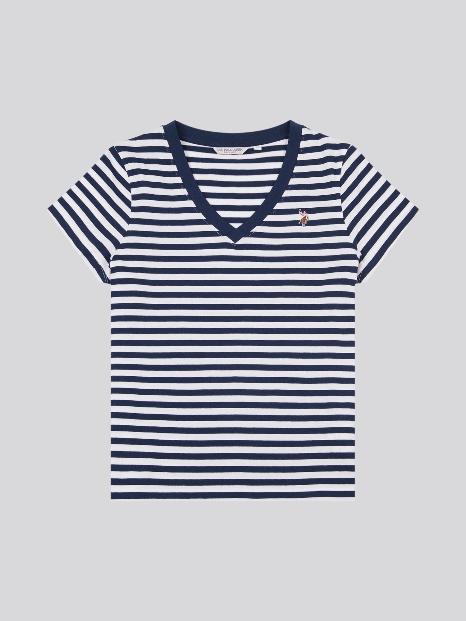 Stripe V-Neck Tee Navy Iris