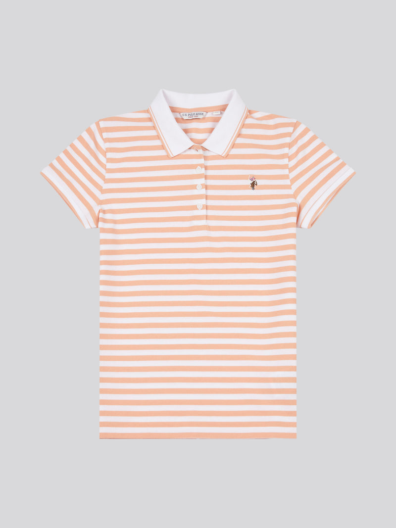 Stripe Polo Shirt Peach Nectar