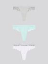 3 PK Lace Rib Thong Blue Light