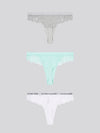 3 PK Lace Rib Thong Blue Light