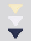 3 Pack Mesh Waistband Rib Bikini Brief Pastel Yellow