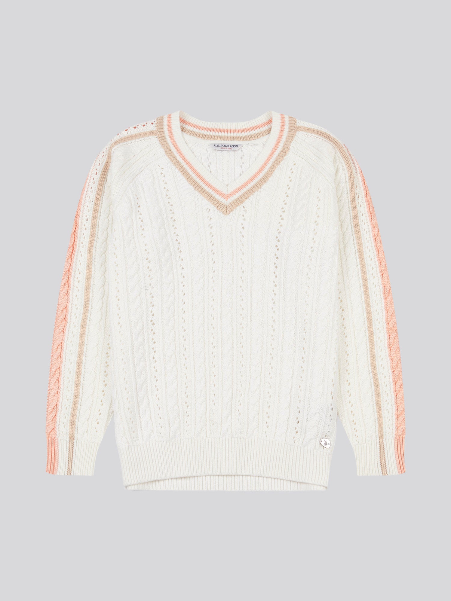 Open Knit Cable Cricket Jumper Marshmallow