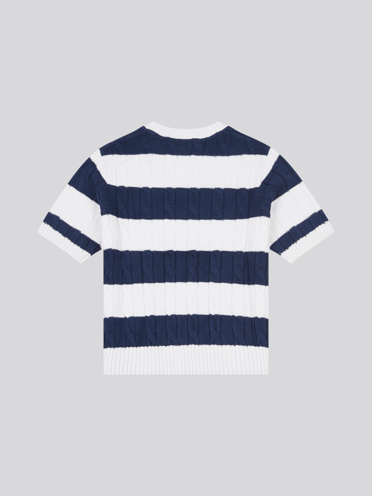 SS Stripe Loose Cable Knit Jumper Navy Iris