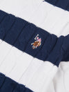 SS Stripe Loose Cable Knit Jumper Navy Iris