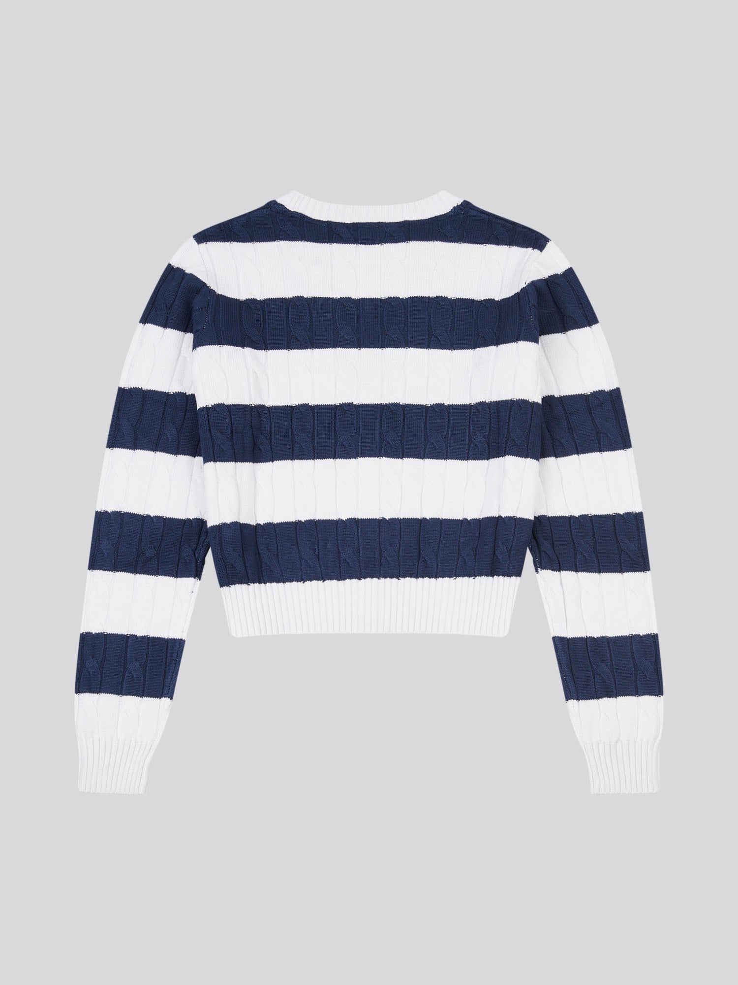 Stripe Loose Cable Knit Cardigan Navy Iris