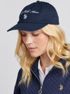 Womens Double Horsemen Premium Graphic Casual Cap in Navy Iris