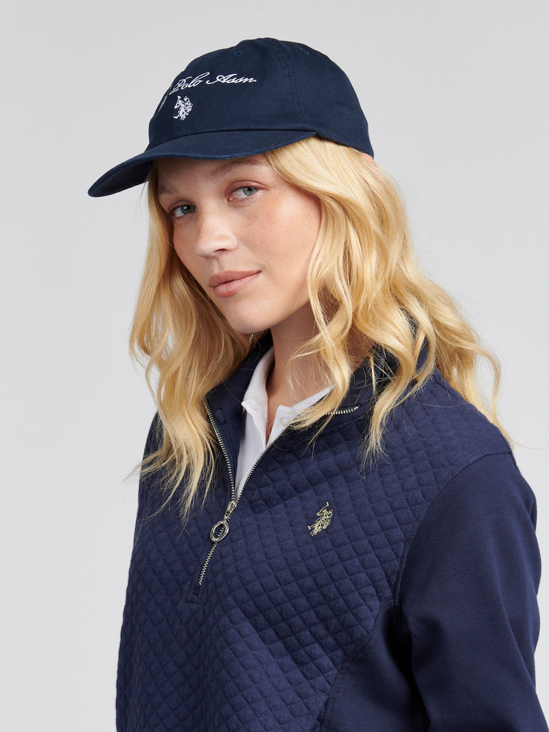 Womens Double Horsemen Premium Graphic Casual Cap in Navy Iris