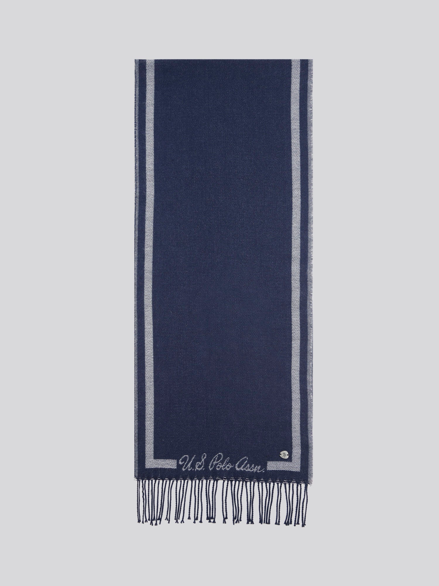 Womens Monogram Border Scarf in Navy Iris