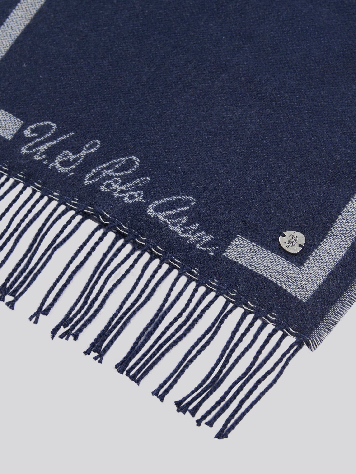 Womens Monogram Border Scarf in Navy Iris