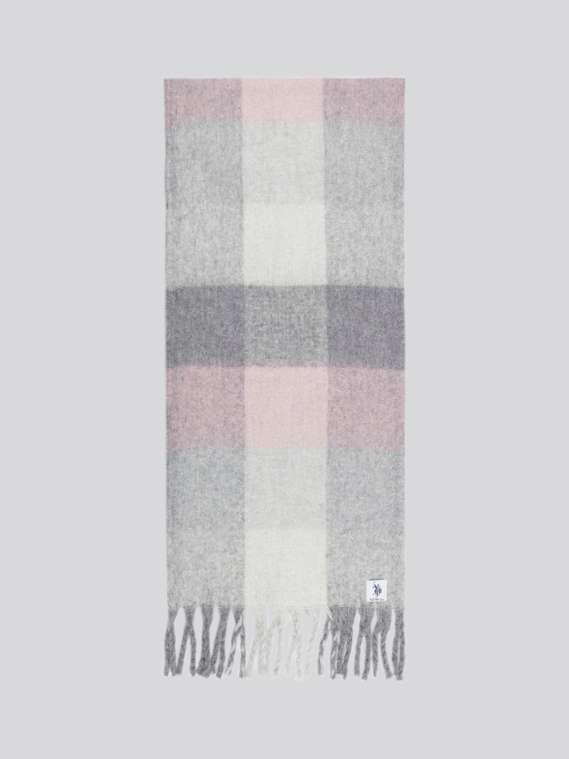 Women’s Super Soft Brushed Square Check Large Scarf in Pearl Grey Marl