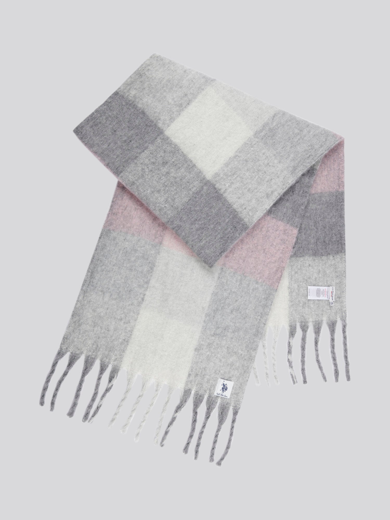 Women’s Super Soft Brushed Square Check Large Scarf in Pearl Grey Marl