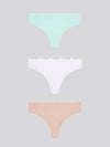 3 Pack Lace Trip Thing Waistband Thong Blue Light