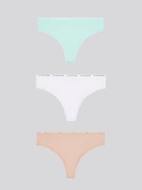 3 Pack Lace Trip Thing Waistband Thong Blue Light