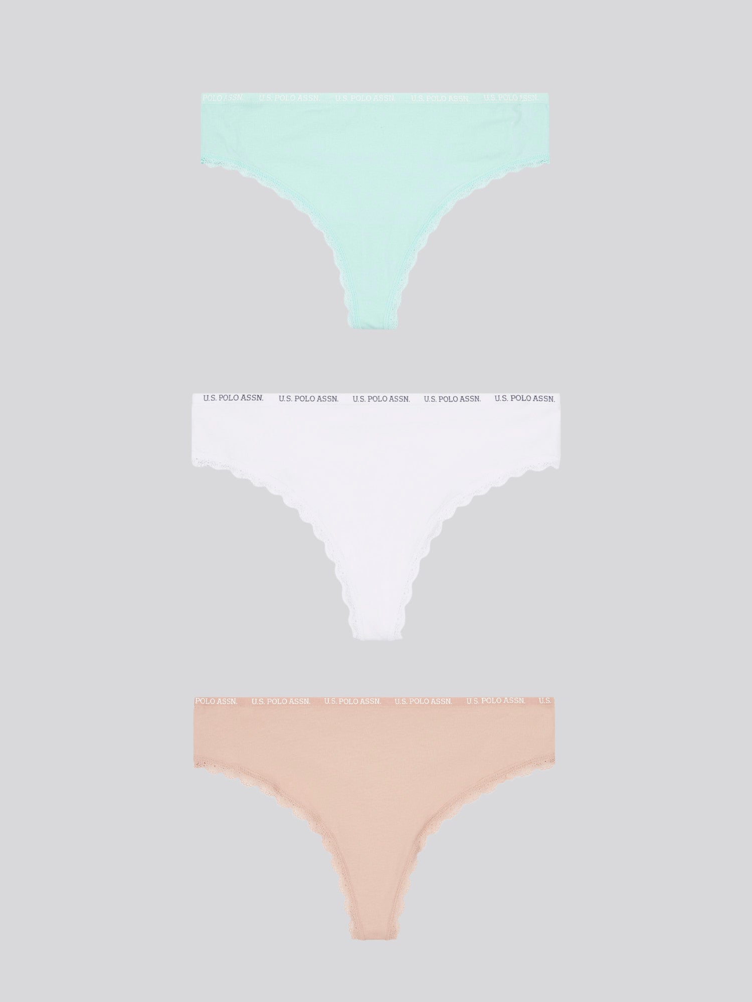 3 Pack Lace Trip Thing Waistband Thong Blue Light