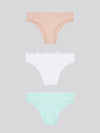 3 Pack Lace Trim Thin Waistband Bikini Rugby Tan