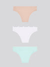 3 Pack Lace Trim Thin Waistband Bikini Rugby Tan