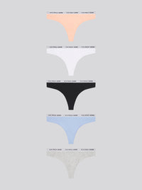 5 PK Cotton Thong Pearl Grey Marl